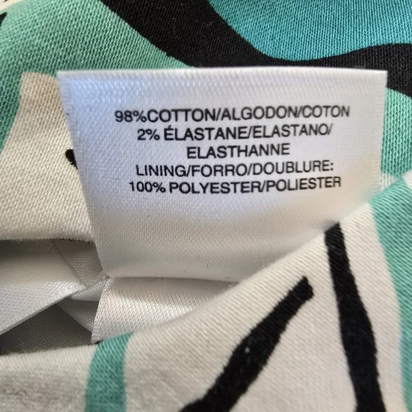 Anne Klein Sleeveless Scoopneck Teal Leaf Fit & Flare Cotton Dress Sz. 8 - Picture 13 of 13